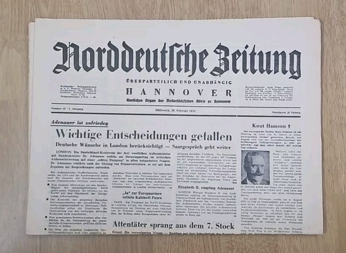 Tageszeitung vom 1952 - vom, /