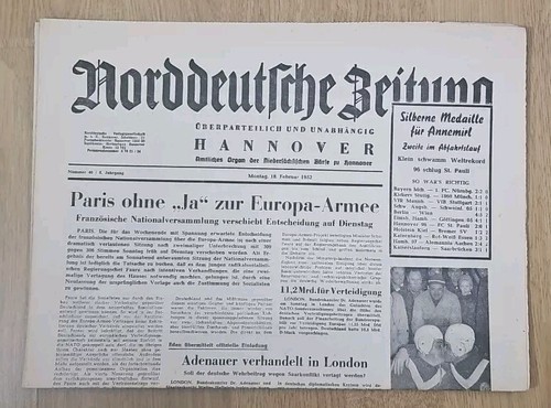 Tageszeitung vom 1952 - vom, /