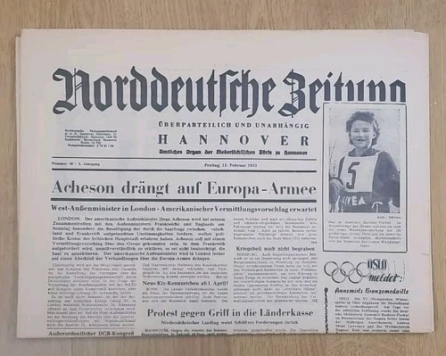 Tageszeitung vom 1952 - tageszeitung, 15.2.1952
