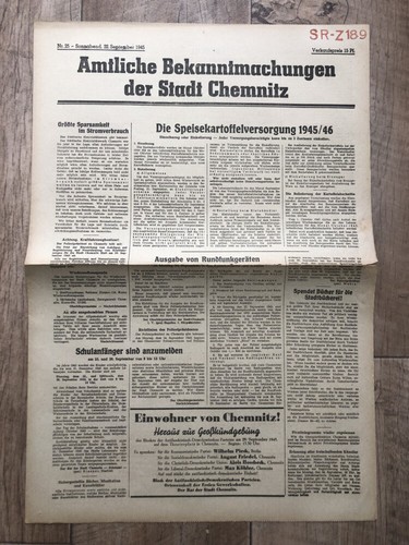 Zeitung blatt 1945 september - zeitung,