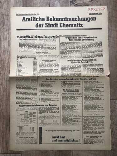 Zeitung blatt oktober 1945 - zeitung,